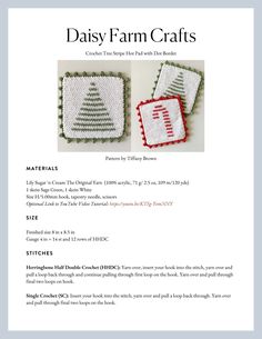 the pattern for daisy farm crafts