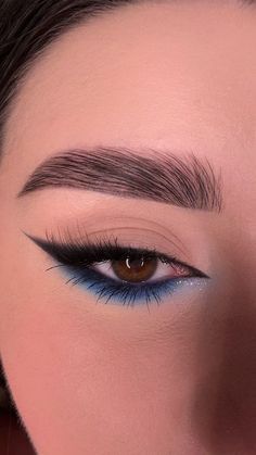 Hoco Makeup For Blue Dress, Birthday Makeup Simple, Makeup For Blue Dress Prom, Black And Blue Makeup Looks, Grad Makeup For Blue Eyes, Makeup Ideas For Prom Blue Dress, Formal Makeup For Blue Dress, Soft Blue Makeup, Simple Blue Eye Makeup