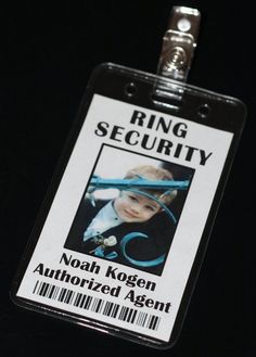 an id badge with the name ring security on it