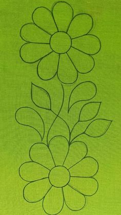 a drawing of a flower on a green background