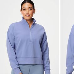 Nwt Smoke Free Fast Shipping Bundle To Save Sporty Long Sleeve Lavender Top, Sporty Lavender Long Sleeve Top, Purple Athleisure Tops For Winter, Blue Half-zip Top For Loungewear, Blue Half-zip Lounge Top, Female Activewear, Simple Outfits For School, White Turtleneck, Women Long Sleeve Tops