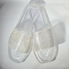 Brand New Stylish Rhinestone Slides Jeweled Open Toe Jelly Feature Sparkling Rhinestone Trim Cute Flat Sandals, Bling Flip Flops, Rhinestone Slides, Olivia Miller, Dancing In The Moonlight, Cute Flats, Silver Sandals, Rhinestone Trim, Cute Sandals