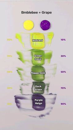 an image of different colored liquids labeled in the words bubblebee and grape on a white background