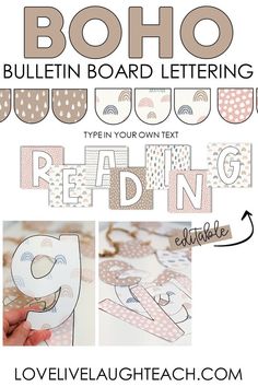 the boho bulletin board is shown with text and pictures