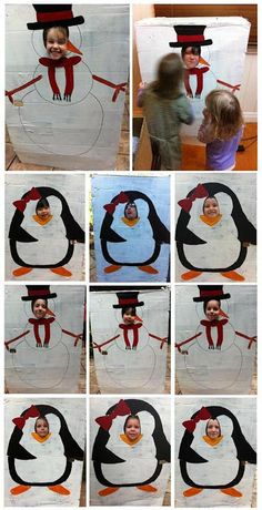 a collage of images showing how to draw a penguin