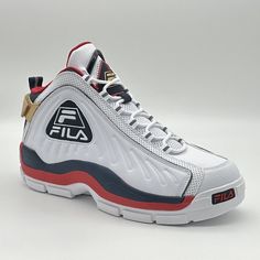 Product: Fila Grant Hill 2 Game Break White Navy Red Style: 1bm01847 Condition: New Without Box Fila Grant Hill, White Fila Shoes, Fila Backpack Navy, Black Fila Shoes, Fila Men Shoes, Fila Racer For All, Marvel Shoes, Grant Hill, Blue Basketball Shoes