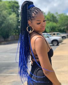 Blue And Black Braids, Hair Studies, Black Braids Hairstyles, Fulani Braids Hairstyles, Orange Ombre Hair, Fishtail Braid Styles, Another Braid, Ombre Braids, Color Braids