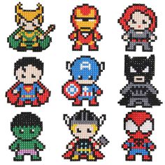 cross stitch avengers and spiderman characters