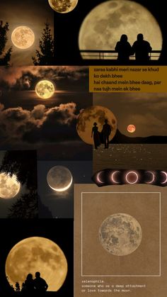 the full moon is shown in this collage with photoshopped to look like it has