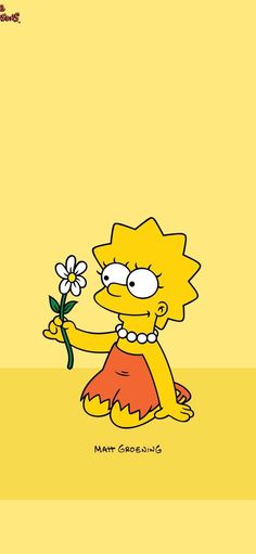 the simpsons character is holding a flower