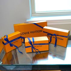 Authentic Louis Vuitton Boxes All Boxes Brand New In Perfect Conditions Come With Their Original Blue Ribbons And The Sunglass Box Comes With Its Book. Measurements: Lxwxh Large Box 11 3/4 X 6 1/2 X 1 3/4 Medium 8 1/4 X 5 1/2 X 1 3/4 Small Box 5 7/8 X 5 X 1 3/4 Sunglasses Box 7 X 3 5/8 X 2 7/8 Louis Vuitton Birthday Party Favors, Gucci Gift Boxes Men, Louis Vuitton Boxes, Louis Vuitton Gift, Louis Vuitton Luggage Tag, Louis Vuitton Key Holder, Louis Vuitton Box, Louis Vuitton Gifts, Louis Vuitton Key Pouch