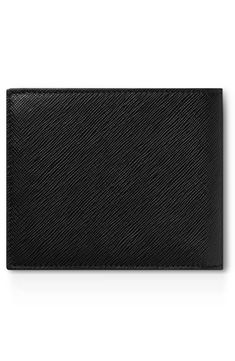 Lustrous, textured leather is formed into a well-organized, Italian-crafted bifold wallet built for lasting durability and marked with the iconic star emblem. 4.5"W x 3.7"H x 0.1"D Leather Made in Italy Classic Saffiano Leather Wallet With Rfid Blocking, Classic Saffiano Leather Wallets With Rfid Blocking, Designer Bifold Leather Wallet, Classic Black Saffiano Leather Wallet, Luxury Leather Bifold Wallet, Black Bifold Wallet With Logo, Modern Black Leather Trifold Wallet, Black Textured Leather Bifold Wallet, Leather Bifold Wallet