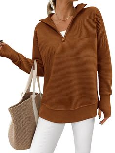 PRICES MAY VARY. Material:Our womens sweaters pullover is made of soft and cozy ribbed knit fabric,perfect for chilly days or layering during transitional seasons.Size Guide:S=US 4-6, M=US 8-10, L=US 12-14, XL=US 16-18, XXL=US 20 Features:Long sleeve sweaters for women,v neck sweaters woman,quarter zip pullover women lightweight,womens sweaters fall 2024,tunic sweater,thumb hole sweaters for women loose fit,knitted sweaters for women,collared sweaters for women,oversized sweaters for women Desig Women’s Fall Fits, Comfy Smart Casual Women, Women’s Style Fall 2024, Chic Grandma Style, Plus Size Fall Fashion Apron Belly, Womens Fall Outfits Casual, Lightweight Womens Sweaters, Casual Fall Women’s Fashion 2024, Women’s Casual Fashion