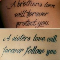 two different tattoos with words written on the back of their arms and one has an inscription that