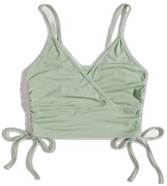 Casual Cross-tied Tops For Spring, Trendy Green Top With Drawstring, Green Sleeveless Top With Drawstring, Casual Strappy Top With Cross-tied Details, Casual Strappy Cross-tied Top, Green Tank Top, Green Tank, Tank Top, Tank Tops