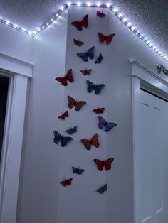 the butterflies are hanging on the wall and there is no image here to provide a caption for