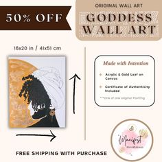 a poster with an image of a woman's profile and the text, 50 % off