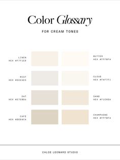 the color guide for cream tones with text that reads,'color glossary for cream tones '