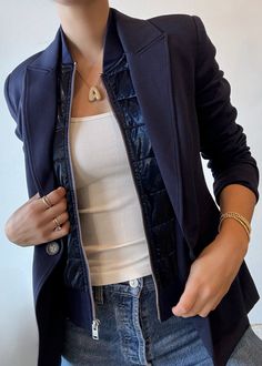 Elevate your style with the versatile Helen Fireside Blazer. This blazer features a removable puffer dickie, allowing you to easily switch between a casual or more tailored look. Perfect for any occasion, this blazer offers endless possibilities for a sophisticated and put-together outfit. Navy Blazer, Crop Top Sweater, Dress Hats, Crop Top Blouse, Romper Dress, Fall Shopping, Jogger Jeans, Black Blazers, Blazer Coat