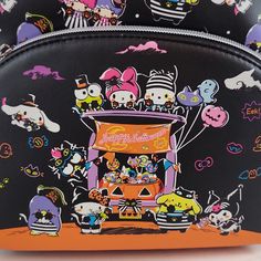 Step Up Your Fashion Game With This Brand New Loungefly Mini Backpack. Perfect For Any Hello Kitty Fan, This Backpack Features A Fun And Festive Halloween Costume Design. The Exterior Is Made Of Durable Polyurethane And Features Multicolor Accents That Make It Stand Out. It's Part Of The Loungefly Product Line, Ensuring High Quality And Attention To Detail. The Backpack Is Unisex And Perfect For Adults, With Enough Space To Carry Your Daily Essentials. Don't Miss Out On This Unique Addition To Y Fun Black Bags For Back To School, Playful Black Backpack For Everyday Use, Black Backpack For Theme Parks, Black Backpack For Theme Park, Playful Black Bag For Back To School, Cute Black Bags For Halloween, Cute Halloween Backpack For Everyday Use, Black Standard Backpack For Halloween, Fun Black Standard Backpack