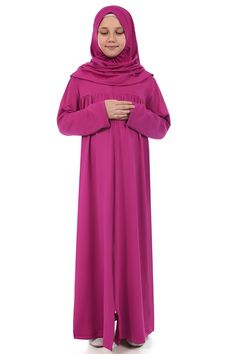 This page contains Girl Dress Kids Abaya Fuchsia, Jilbab, Muslim Kids products. You can also find Dress for Girls, Kid Khimar, Girls Jilbab, Kid Jalabiya and Islamic Kid Dress varieties in many colors, and browse for Girls Prayer Dress. Royal Fuchsia Kids Prayer Dress Color: Royal Fuchsia Fabric Feature: Made of flexible, lycra and non-wrinkle fabric. It can be used in 4 seasons. Product Features: Our children's prayer dress model is a single piece with a headscarf that covers the neck and shoul Long Sleeve Pink Khimar For Eid, Kids Abaya, Prayer Clothes, Kids Prayer, Baby Hijab, Kid Dress, Prayer Dress, Prayers For Children, Muslim Kids