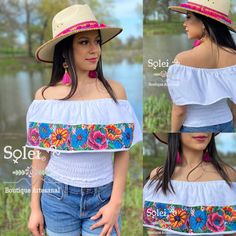 This Beautiful Off the Shoulder Crop Top is the perfect Top for a fun day out. It's made out of cotton, has an elastic waist and is full of vibrant embroidered florals. Note: This blouse comes in one size which fits sizes Small and Medium. You may purchase the jewelry in a variety of colors and styles found in another post. Multicolor Embroidered Summer Vacation Top, Summer Vacation Multicolor Embroidered Tops, Embroidered Summer Tops, Embroidered Cotton Tops For Summer, Summer Cotton Top With Floral Embroidery, Summer Embroidered Tops For Festival, Summer Embroidered Festival Tops, Fitted Top With Multicolor Embroidery For Vacation, Fitted Tops With Multicolor Embroidery For Vacation