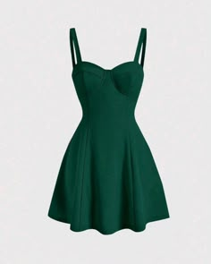 Promotion Dresses, Style Vert, Spring Summer Capsule Wardrobe, Short Green Dress, Dark Green Dress, Green Dress Casual, Model Outfits, Grad Dresses