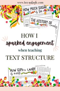 how i spoked engagement when teaching text structure with gummy candy candies in the background