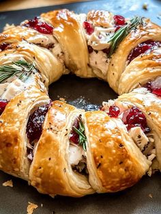 a cranberry and rosemary pull apart pastry