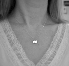 Personalized silver initial necklace, 2 two custom initials, sterling silver monogram charm, small s Minimalist Necklace Silver, Grandmother Necklace, Sterling Silver Initial Necklace, Mother Necklace Personalized, Silver Initial Necklace, Silver Initial Charms, Grandma Necklace, Wife Jewelry, Dainty Initial Necklace