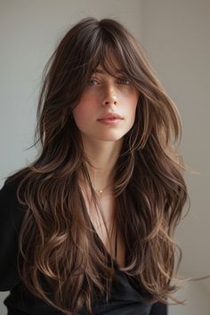 Layered long hair is perfect for added movement and dimension. Check out these 49 must-try long layered cuts with bangs that will be everywhere in 2024! 👆 Click for more ideas！ 2024 Hair Cuts Women Long, Long Hair Cuts 2024 Trends, 2024 Hair Trends For Women With Bangs, Haircut For Long Hair With Bangs, Long Haircut Ideas 2024, Long Hair 2024, Long Layers Bangs, Blonde Pony, Mid Length Curly Hairstyles