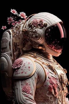 Pink roses Astronaut 3d Karakter, Neural Network, Design Styles, Generative Art, Cellphone Wallpaper, الرسومات اللطيفة