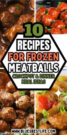 These 10 easy recipes for frozen meatballs are great for appetizers or dinners.  Many of these quick and easy recipes use the slow cooker.  Crockpot frozen meatballs recipes are perfect for entertaining because they stay warm for hours.  If you are looking for things to make with frozen meatballs these are the perfect recipes for you! Frozen Meatballs Crockpot, Meatball Dinner Recipes, Frozen Italian Meatballs, Meatball Appetizer Recipe, Meatball Recipes Crockpot