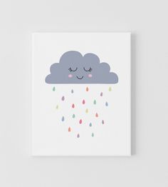 Kids Happy Cloud Canvas Art Print, Nursery Wall Art, Kids Room Wall Decor, Nursery Modern Wall Art What To Paint On Canvas Easy Simple, Nursery Paintings Canvas, Cloud With Rainbow, Baby Room Paintings, Cloud Canvas Art, Nursery Canvas Art, Cloud Rainbow, Kids Canvas Art, Frame Kids Art