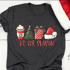 Christmas Graphic Print Crew Neck T-Shirt Casual Short Sleeve Top Size Large 60% Polyester 5% Spandex 35% Rayon Machine Washable Christmas Tops, Christmas Women, Graphic Tees Women, Plus Size T Shirts, Top Casual, Printed Tees, Plus Size Tops, Plus Clothing, Short Sleeves Tops