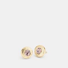 OPEN CIRCLE STONE STRAND EARRINGS | COACH® Outlet Stone Stud Earrings, Coach Outlet, Stone Studs, Circle Design, Metal Style, Bags Accessories, Belt Size, Free Jewelry, Face Shapes