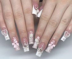 Cute Pink Nails, Vintage Nails, Blush Nails, Girly Acrylic Nails, Pretty Gel Nails, Soft Nails, Cute Acrylic Nail Designs, Really Cute Nails, Kawaii Nails