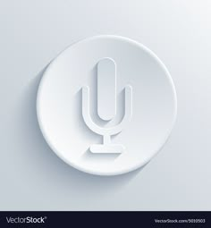 a microphone icon with shadow on a white button or badge, eps1089