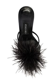 A froth of fluffy feathers lends a touch of vintage Hollywood glamour to this pointy-toe slide sandal elevated on a slender heel. 3 1/4" heel (size 39) Synthetic upper and lining/leather sole Imported Black Owned/Founded Feather Heels, Vintage Hollywood Glamour, Ostrich Feathers, Shoe Closet, Vintage Hollywood, Hollywood Glamour, Sandal Women, Slide Sandals, Feathers