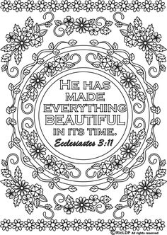 the bible verse with flowers and leaves on it, as well as an ornate frame