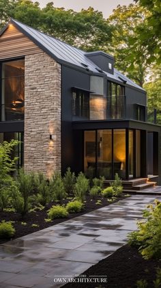 an image of a modern house in the woods