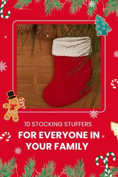 a christmas stocking with the words stockings for everyone in your family