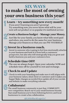 six ways to make the most of owning your own business this year info graphic