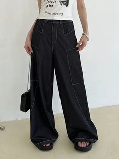 Pattern Type: Solid Pant Style: Wide Leg Pants Fit Type: Loose Elasticity: Slight Stretchy Material: Polyester, Cotton