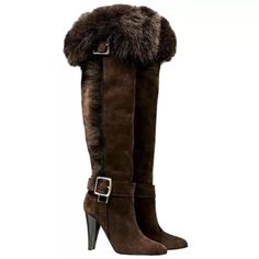 You Don't Have To Give Up Great Fashion Just Because It's Cold Outside. This Stunning Pair Of Coach Mazur Thigh High Boots Are Made Of Beautiful Suede & Shearling Trim, Can Be Worn Cuffed Or Uncuffed. Ankle Zip For Easy Fit. Made In Italy. Super Sexy And Gorgeous. Please Note. These Items Are Preowned Item, They Are Not Brand New. Please See All Pictures. There May Some Things That My Not Be Mentioned, That’s Only Because I Did Not See Or Notice Them. Please Ask Questions. Thanks Winter Brown Coach Boots, 90s Y2k Fashion, Brown Knee High Boots, Fashion Shoes Heels, Coach Shoes, Stylish Boots, Fur Boots, Fancy Shoes, Swag Shoes