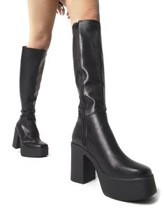 Platform Knee High Boots, Knee High Platform Boots, Clothing Wishlist, Funky Shoes, Vegan Boots, Brand Magazine, Wide Calf, Chunky Boots, Boots For Sale