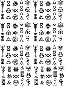 an image of various symbols in black and white