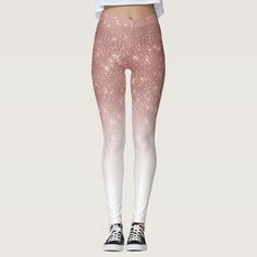 Girly Faux Rose Gold Sequin Glitter White Ombre Leggings, Women's, Size: XS, Rosy Brown / Floral White / Lavender Blush Gender: female. Age Group: adult. Pattern: printed. Colorful Workout Outfits, Ombre Leggings, White Lavender, Lavender Blush, White Chic, Ombre Fashion, Rosy Brown, Ombre Gradient, Rose Gold Sequin