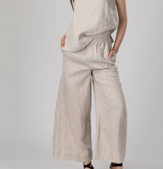 "MADE TO ORDER - Basic long wide linen pants with comfy side pockets, fluid and breezy, ideal for hot summer days. Featuring a minimalist design, they can be easily matched with any top of your choice: boxy, cropped, fitted or even tunics. Finished in a topstitched elastic waistband to fit and flatten all body shapes. Shown here in Oatmeal 200 gsm medium weight linen. SIZING To choose the right size, check out our body measurements chart displayed in the product listing photos. If you need speci Body Measurements Chart, Wide Linen Pants, Body Measurement Chart, Measurements Chart, Pants Linen, Trousers For Women, Pants With Pockets, Product Listing, Linen Set