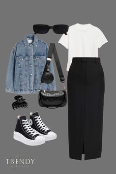 black skirt, simple outfit, style, outfits women clothes  #fashion #outfits Black Converse Skirt Outfit, Converse Skirt Outfit, Clothes Fashion Outfits, Stars Converse, Cardboard Recycling, Bathing Suit Dress, Casual College Outfits, Head Scarf Styles